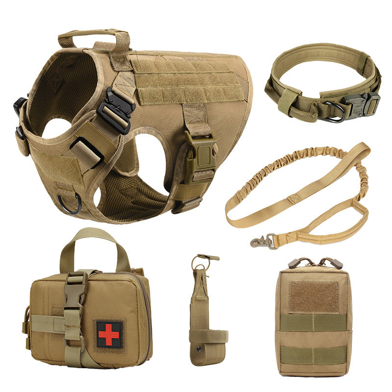 Taktisches K9 Hundegeschirr Set Military Dog Harness Halsband Leine Molle Taschen – 6-teilig