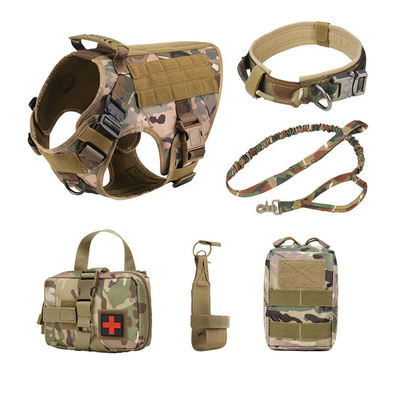 Taktisches K9 Hundegeschirr Set Military Dog Harness Halsband Leine Molle Taschen – 6-teilig
