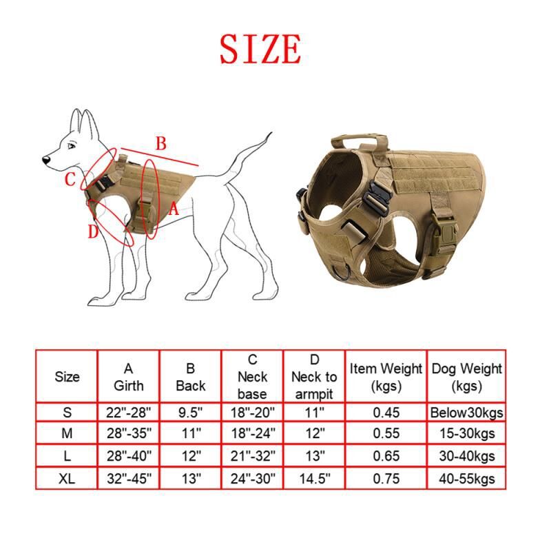 Taktisches K9 Hundegeschirr Set Military Dog Harness Halsband Leine Molle Taschen – 6-teilig