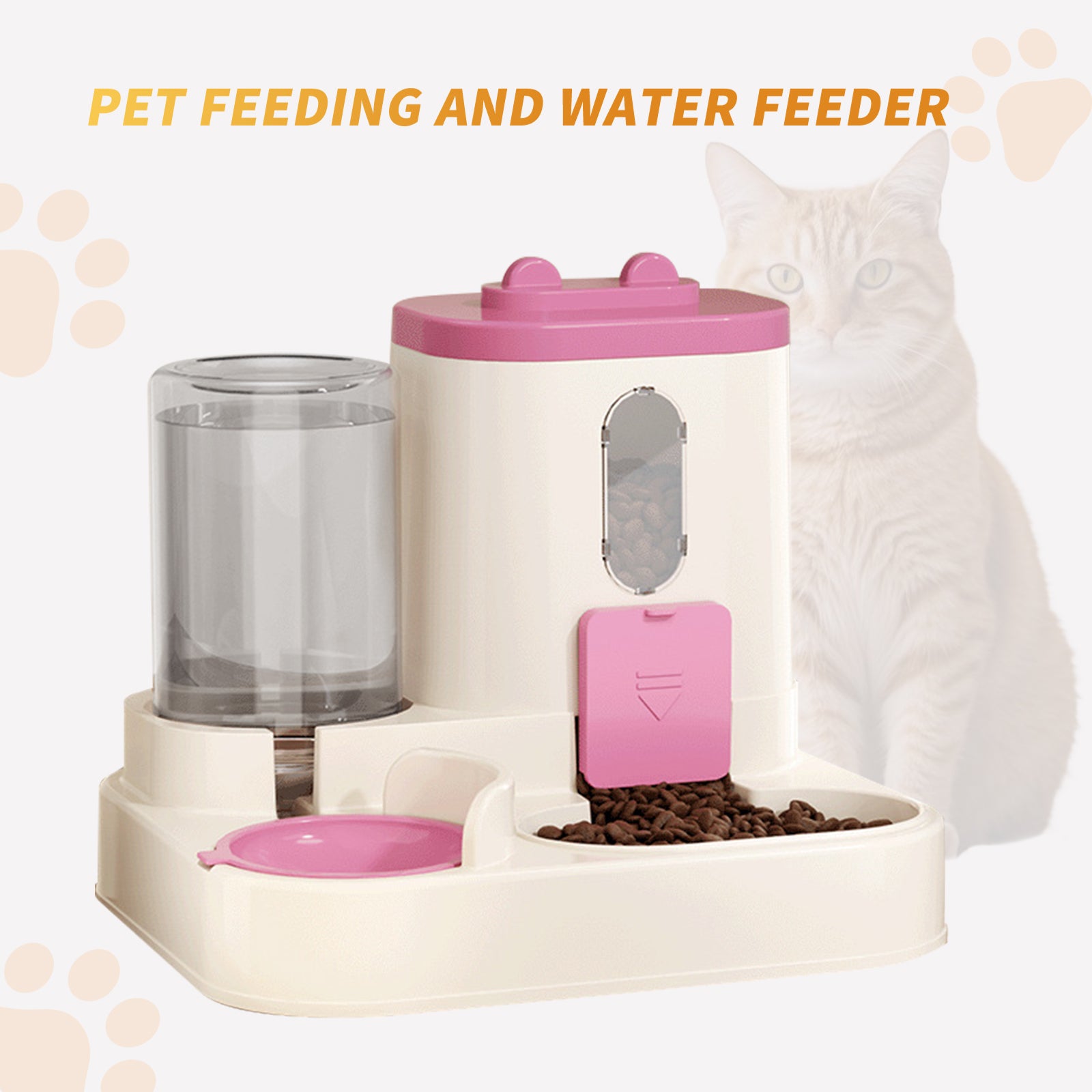 Automatischer Futterautomat 2in1 Futter Wasserspender für Katze Hund Haustiere