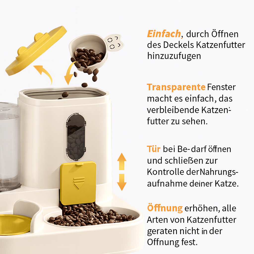 Automatischer Futterautomat 2in1 Futter Wasserspender für Katze Hund Haustiere