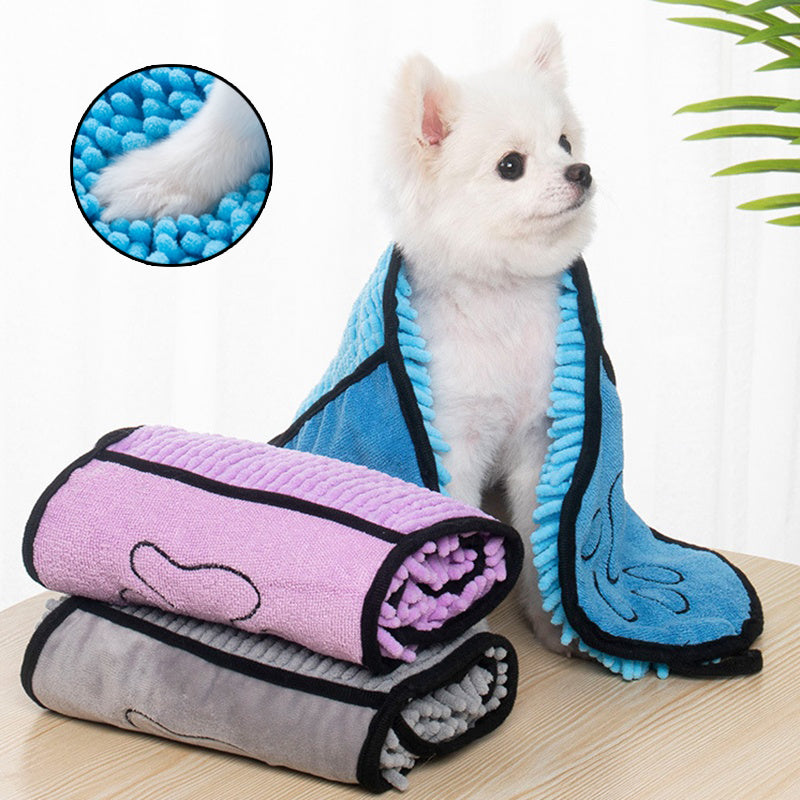 Saugfähiges Hundetuch Chenille Hundetrockentuch Mikrofaser Handtuch mit Taschen