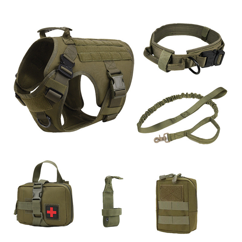 Taktisches K9 Hundegeschirr Set Military Dog Harness Halsband Leine Molle Taschen – 6-teilig